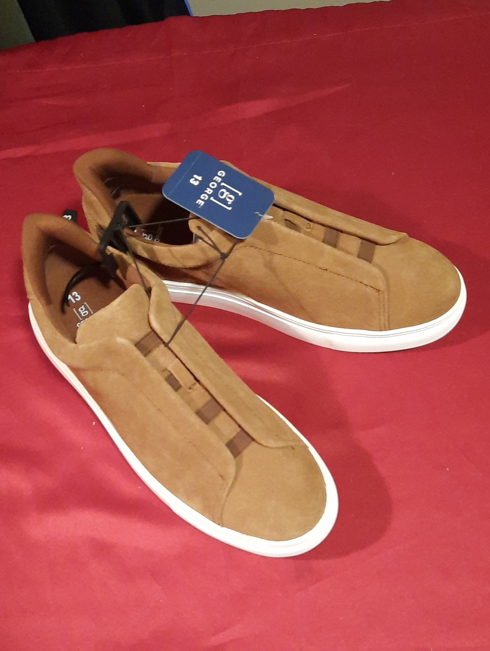 George Brown Easy On/off Slip-On Elastic Laces Leather Men’s Sneakers Size 13